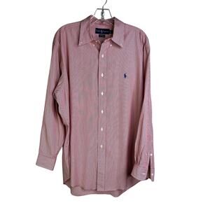 Ralph Lauren "Yarmouth" Button Down Shirt Mens 16.5 Red/White Pinstriped Classic